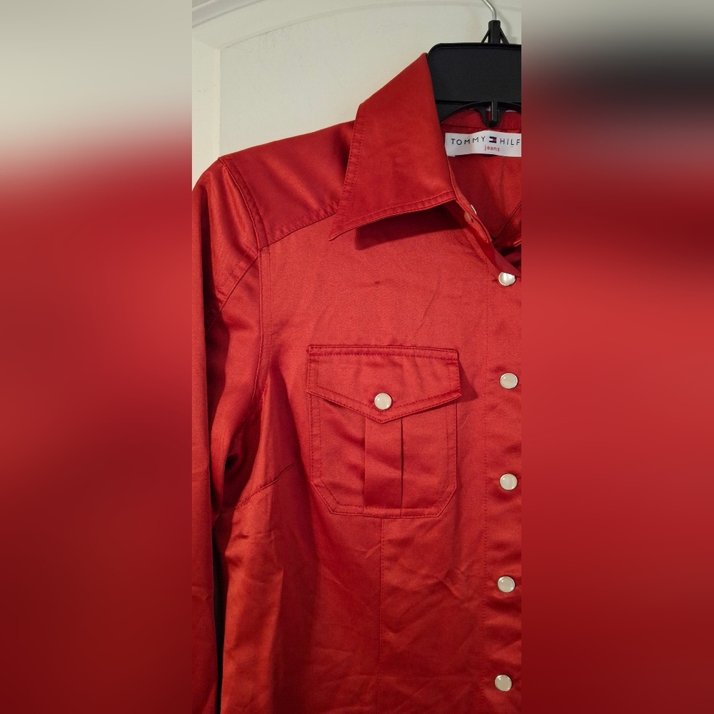 Tommy hilfiger jeans womens blouse small polyester boho casual bussines office - Picture 4 of 12